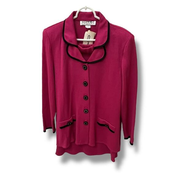 VTG 90s Eric Steven knit 2 piece skirt suit pink black professional NWT - Picture 5 of 8